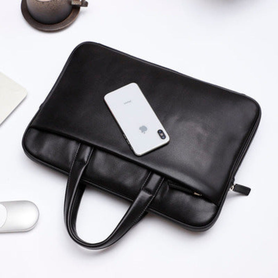 Importé - Sac Business Cuir Véritable avec Poche pour PC 13/14''