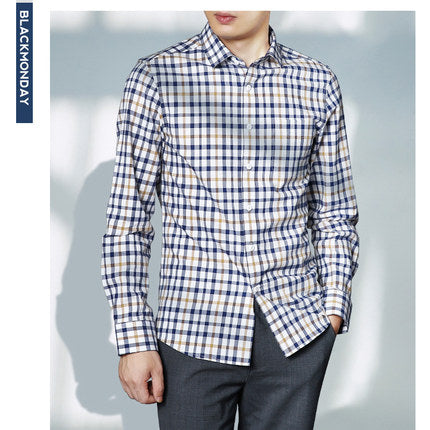 Importé - Chemise Homme Pur Coton à Carreaux Manche Longue