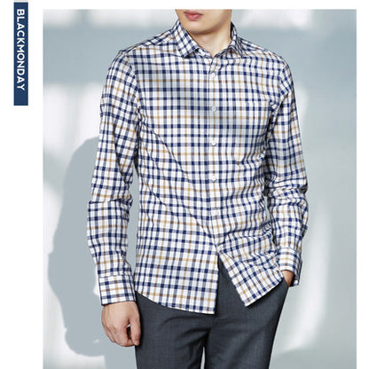 Importé - Chemise Homme Pur Coton à Carreaux Manche Longue