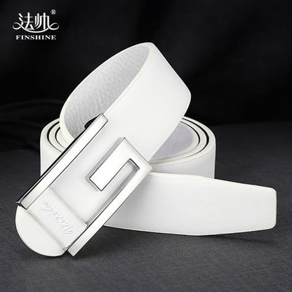 Importé - Ceinture Homme Fashion En Cuir Véritable Boucle Acier