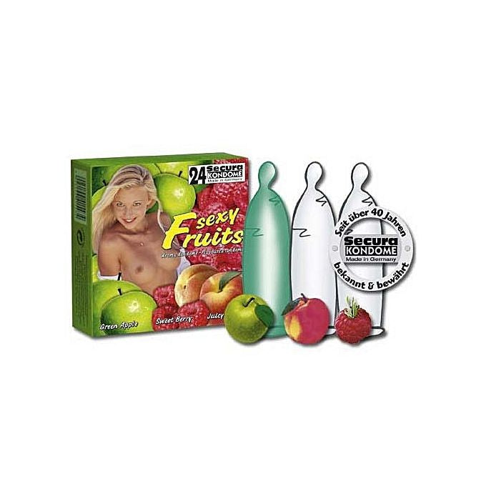SEXTOYS Boite De 24 Préservatifs Saveur Framboise - Pomme - Transparent