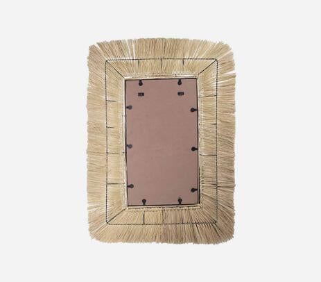 Miroir Mural Rect-81×2-113cm-Cadre en Fibre Naturelle-Noir