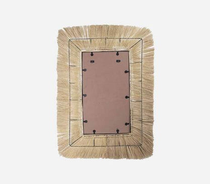 Miroir Mural Rect-81×2-113cm-Cadre en Fibre Naturelle-Noir