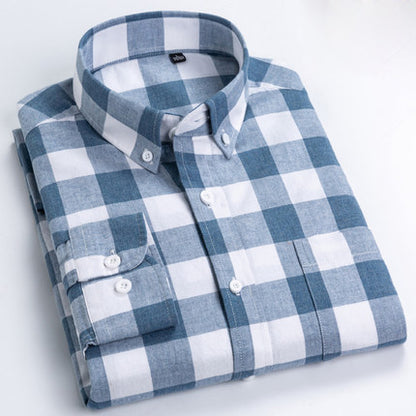 Importé - Chemise Hommes Pur Coton Carreaux Manches Longues