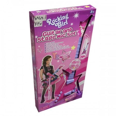 Guitare Electrique +Microphone Rocking Girl-Rose