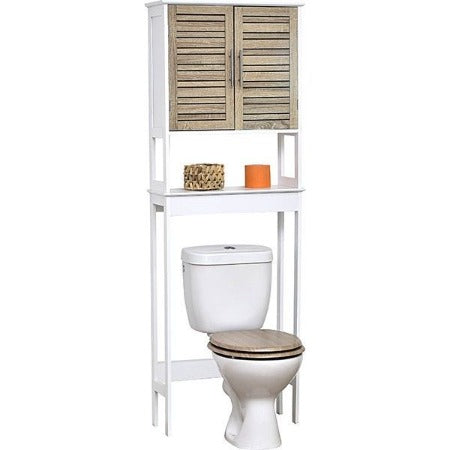 MEUBLE DESSUS DE WC EN MDF 2 PORTES/1 ETAGERE-BLANC-NATUREL