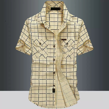 Importé - Chemise Slim Homme 100% Coton Décontracté Manches Courtes