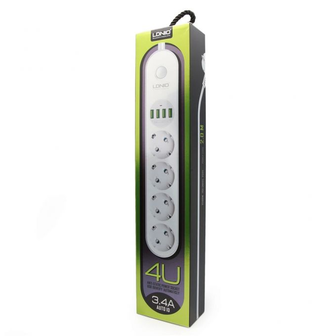 Multiprises LDNIO - 4 Prises CA EU + 4 Ports USB - Protections multiples