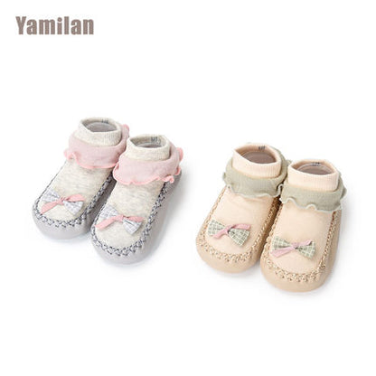 Importé - Lot de 2 paires de Chaussons Bébé/Enfants Antidérapant avec nœud de 0-3 ans