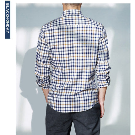 Importé - Chemise Homme Pur Coton à Carreaux Manche Longue