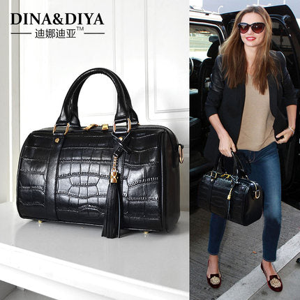 Importé - Grand Sac A Main Femme 100% Cuir Véritable Motif Croco