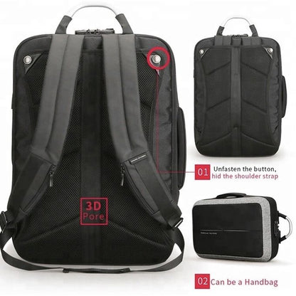 Sac à Dos Intelligent - USB -Antivol-Résistant à L'Eau-Compatible Ordinateur - Noir/Gris