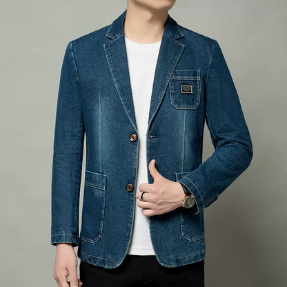 Importé - Veste Blazer Coton Jean Slim Homme Décontracté