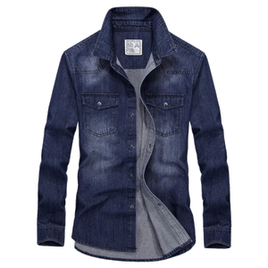 Importé - Chemise Jean Denim Slim Fit Décontractée à Manches Longues