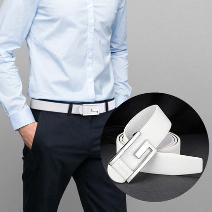 Importé - Ceinture Homme Fashion En Cuir Véritable Boucle Acier