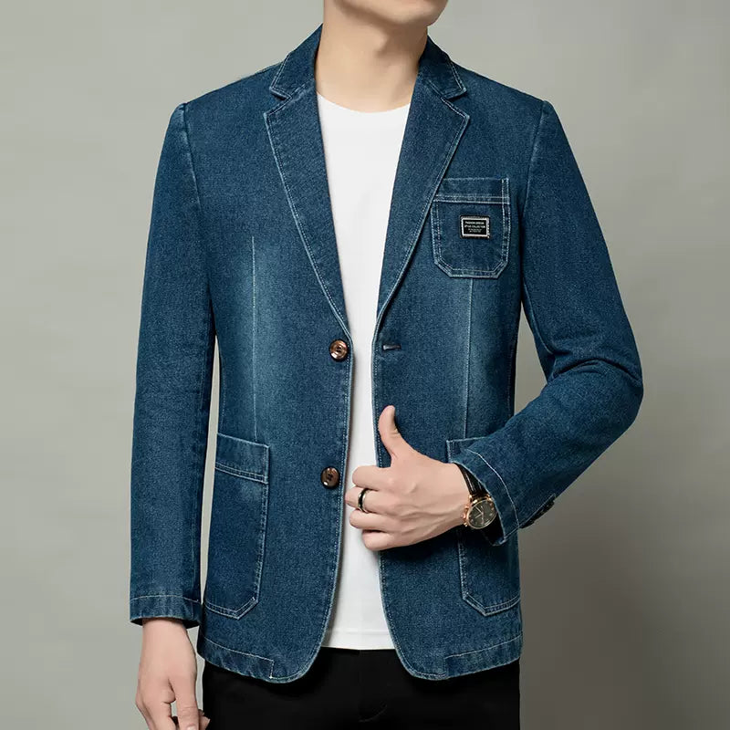 Importé - Veste Blazer Coton Jean Slim Homme Décontracté