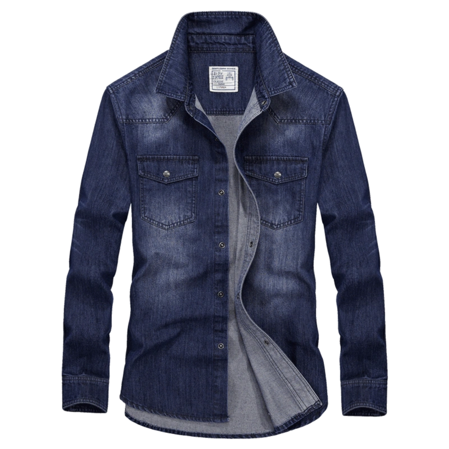 Importé - Chemise Jean Homme Décontractée Manches Longues