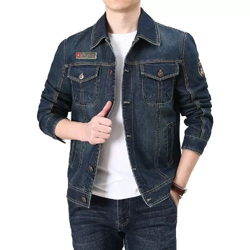 Importé - Jacket Jean Denim Homme Slim Fit Manches Longues