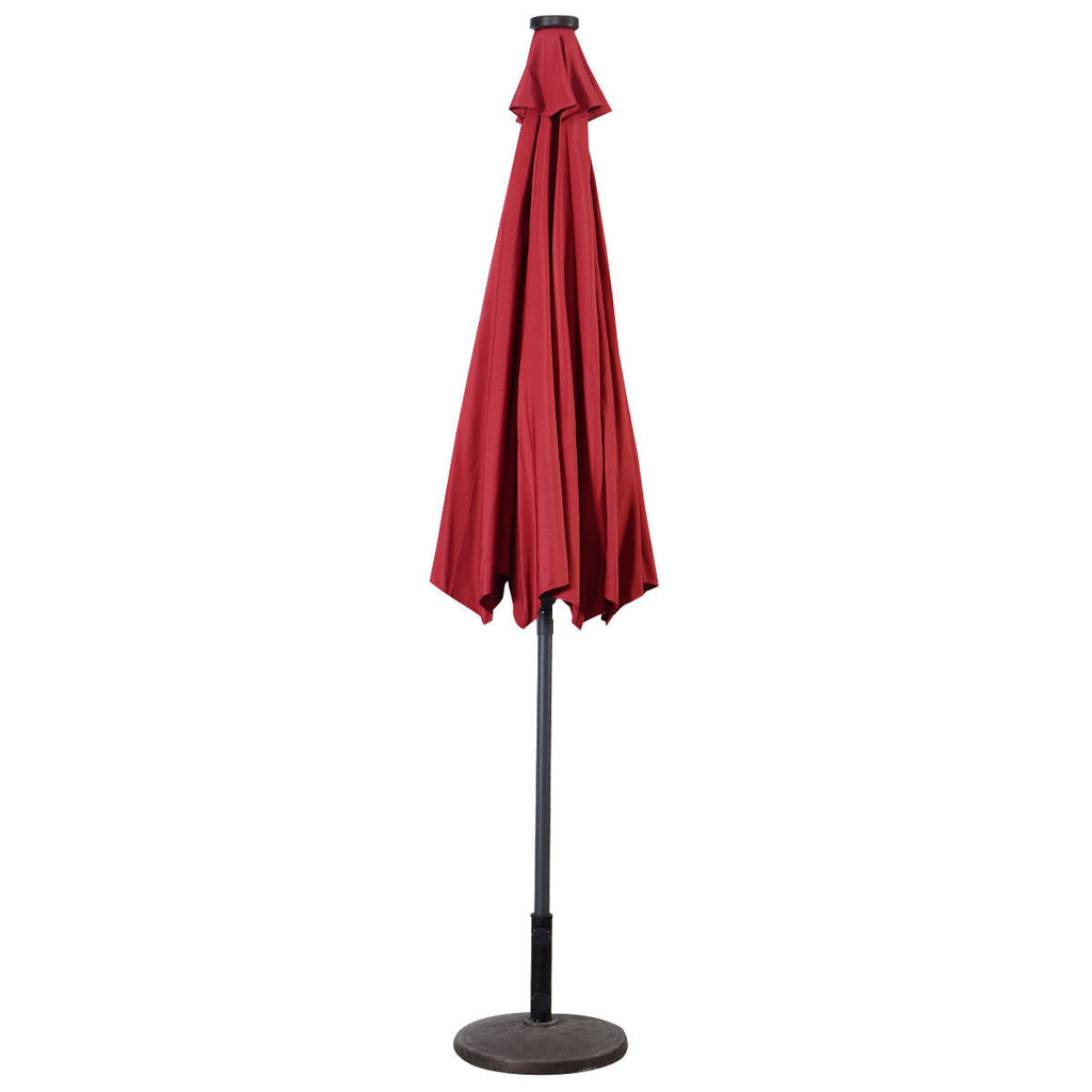 PARASOL ROND+SOCLE EN PLAST – CADRE EN ALU ROUGE – 300CM