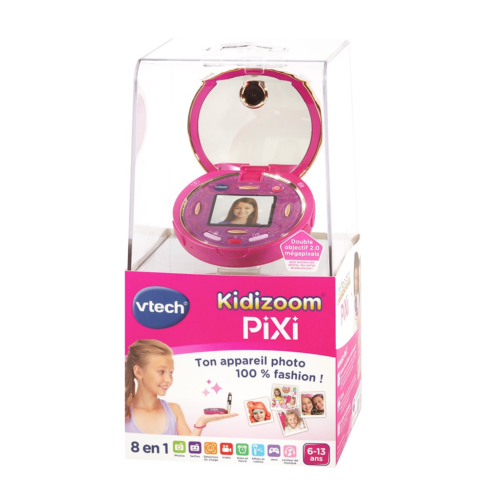 VTech Kidizoom Pixi Camera (Bilingual EN/FR) - Kids Compact Digital Camera With Games, Filters & Parental Controls, Ages 4-9