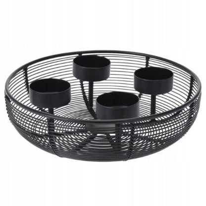 BOUGEOIR EN METAL-ROND-4 BOUGIES-NOIR