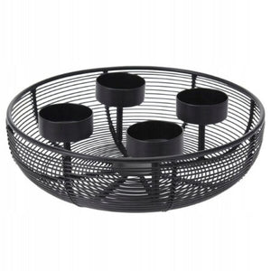 BOUGEOIR EN METAL-ROND-4 BOUGIES-NOIR