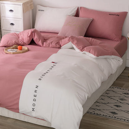 Importé - Drap De Lit Ponçage 4 Pièces Brodé Couette De Style Nordique 3 Pièces 4 Housse De Couette En Coton
