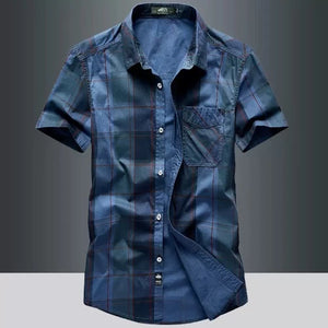 Importé - Chemise Homme Slim 100% Coton Rétro Manches Courtes