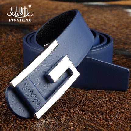 Importé - Ceinture Homme Fashion En Cuir Véritable Boucle Acier