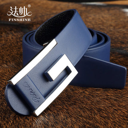 Importé - Ceinture Homme Fashion En Cuir Véritable Boucle Acier