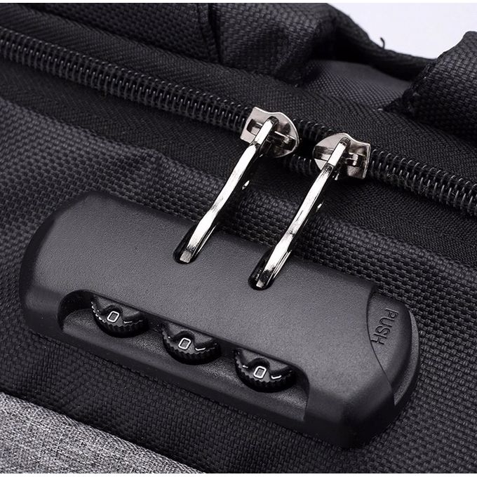 Sac à Dos Intelligent - USB -Antivol-Résistant à L'Eau-Compatible Ordinateur - Noir/Gris