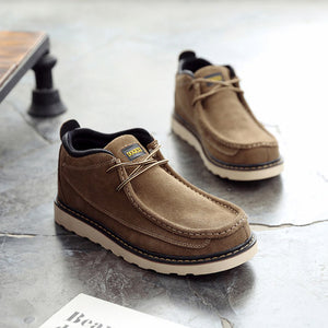 Importé - Chaussure Homme En Cuir de Daim Bottes Martin Semelles Larges