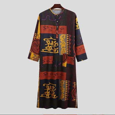 Importé - Boubou Leger Pour Homme Manches Longues à Motifs