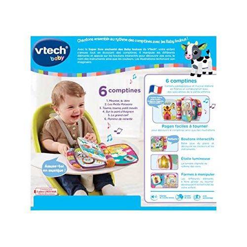 Vtech baby super livre enchante des baby loulous-rose 6-36mois