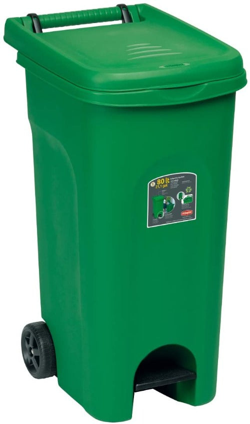 POUBELLE 80L A PEDALE EN PLASTIQUE ECO SYSTEME-VERTE