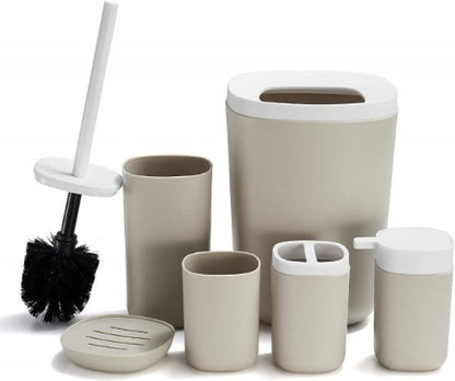 Ensemble d’accessoires de salle de bain 6 pièces en plastique Rose