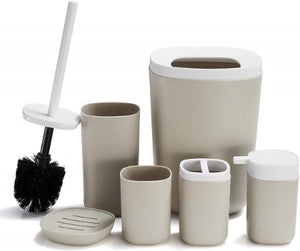 Ensemble d’accessoires de salle de bain 6 pièces en plastique Rose