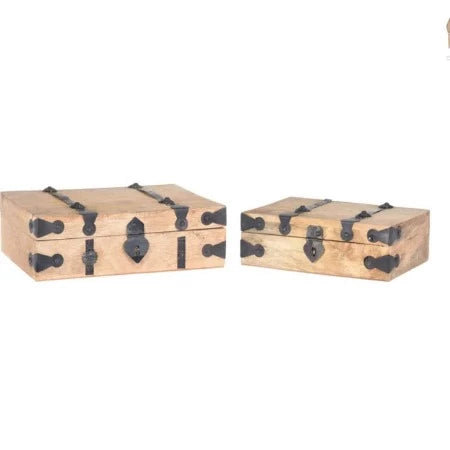 Caisson en Bois de Mangue/Métal x2pcs-Naturel