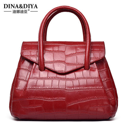 Importé - Grand Sac A Main Femme 100% Cuir Véritable Motif Croco