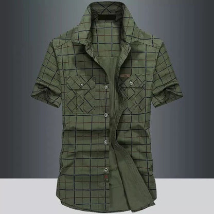 Importé - Chemise Slim Homme 100% Coton Décontracté Manches Courtes