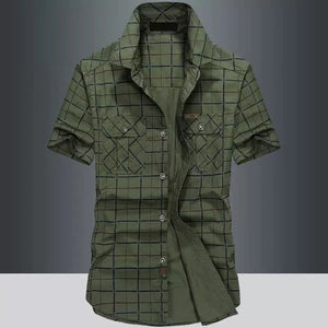 Importé - Chemise Slim Homme 100% Coton Décontracté Manches Courtes