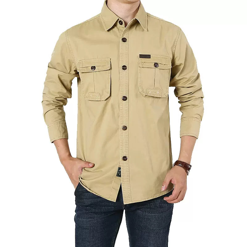 Chemise Homme Manches Longues En Coton - Coupe Décontractée, Poche Poitrine Et Fentes Latérales - Fabriqué En Équateur, éthique Et Confortable