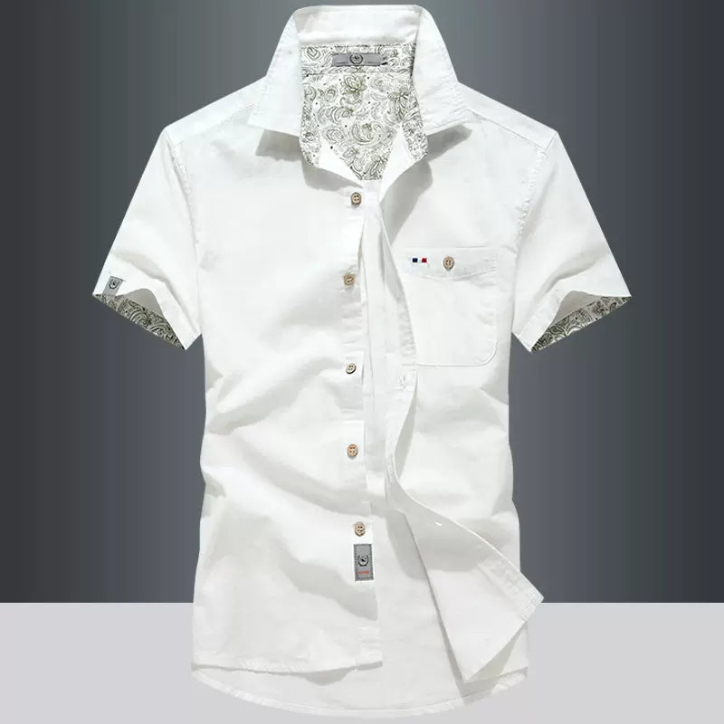 Importé - Chemise Homme Décontracté Slim A Manches Courtes En Lin