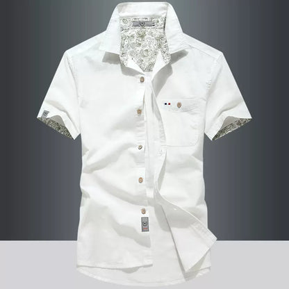 Importé - Chemise Homme Décontracté Slim A Manches Courtes En Lin