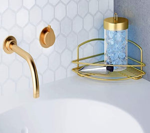 ETAGERE D’ANGLE DE SDB EN METAL DORE-22CM-METALTEX