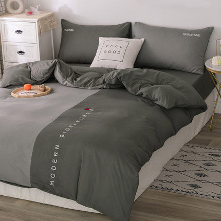 Importé - Drap De Lit Ponçage 4 Pièces Brodé Couette De Style Nordique 3 Pièces 4 Housse De Couette En Coton