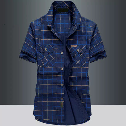 Importé - Chemise Slim Homme 100% Coton Décontracté Manches Courtes