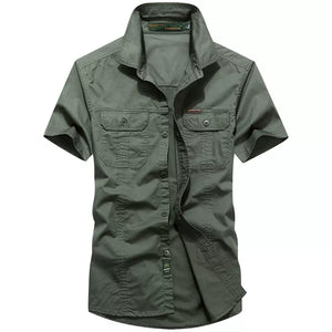 Importé - Chemise Homme Militaire Décontracté Manches Courtes En Coton