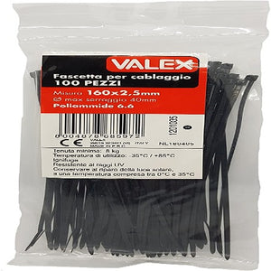 ATTACHE CABLE -2.5X200MM-100PCS -NOIR-VALEX