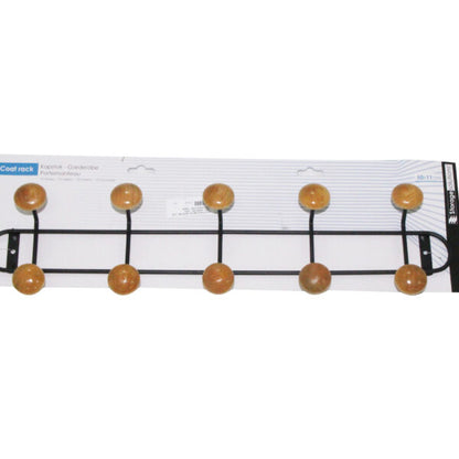 PATERE 10CROCHETS EN METAL/BOIS-NOIR-50X11CM